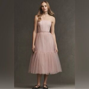 Anthropologie BHLDN strapless a line tulle midi dress